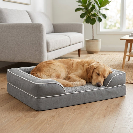 Orthopedic Extra Large Dog Bed – 44" Waterproof Washable XL Pet Bed with Egg-Crate Foam (Grey) | Paws Palace