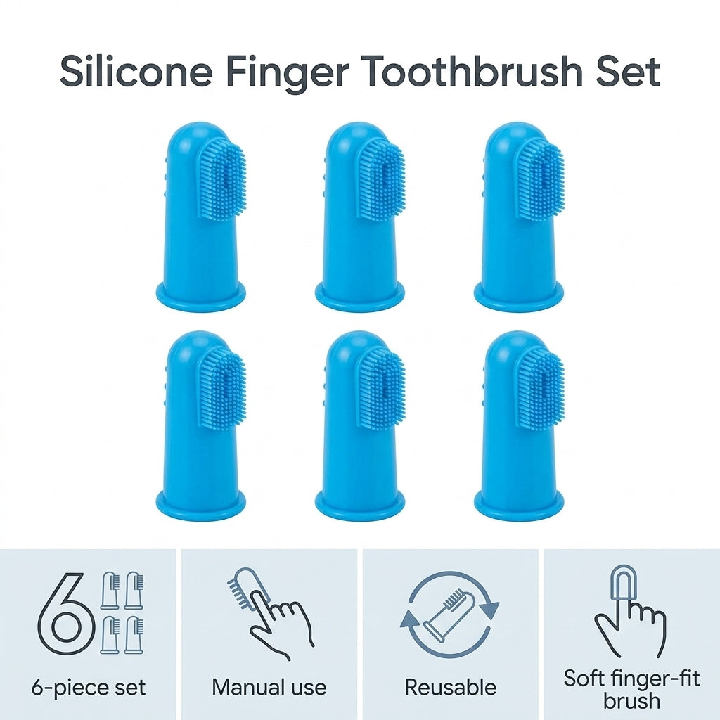 Pet Finger Toothbrush Set – 6 Ultra-Soft Manual Dental Brushes for Dogs & Cats | Paws Palace