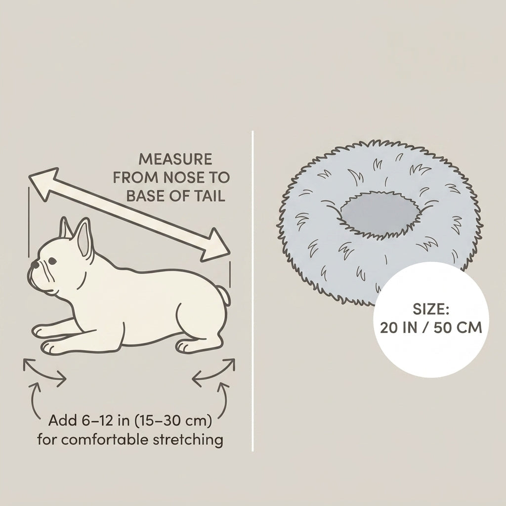 Calming Donut Pet Bed – 20" Plush Bed for Small Dogs & Cats (Light Grey) | Paws Palace