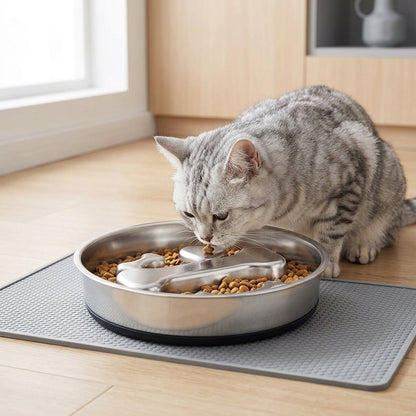 Stainless Steel Slow Feeder Bowl – 2-Cup Bone Maze Bowl for Dogs & Cats | Paws Palace