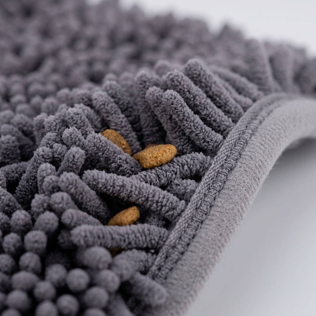 Interactive Dog Snuffle Mat – 17" × 21" Treat-Hiding Puzzle Feeding Mat (Grey) | Paws Palace