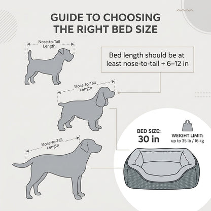 Orthopedic Rectangle Dog Bed – 30" Medium Washable Pet Bed with Raised Bolsters (Grey) | Paws Palace