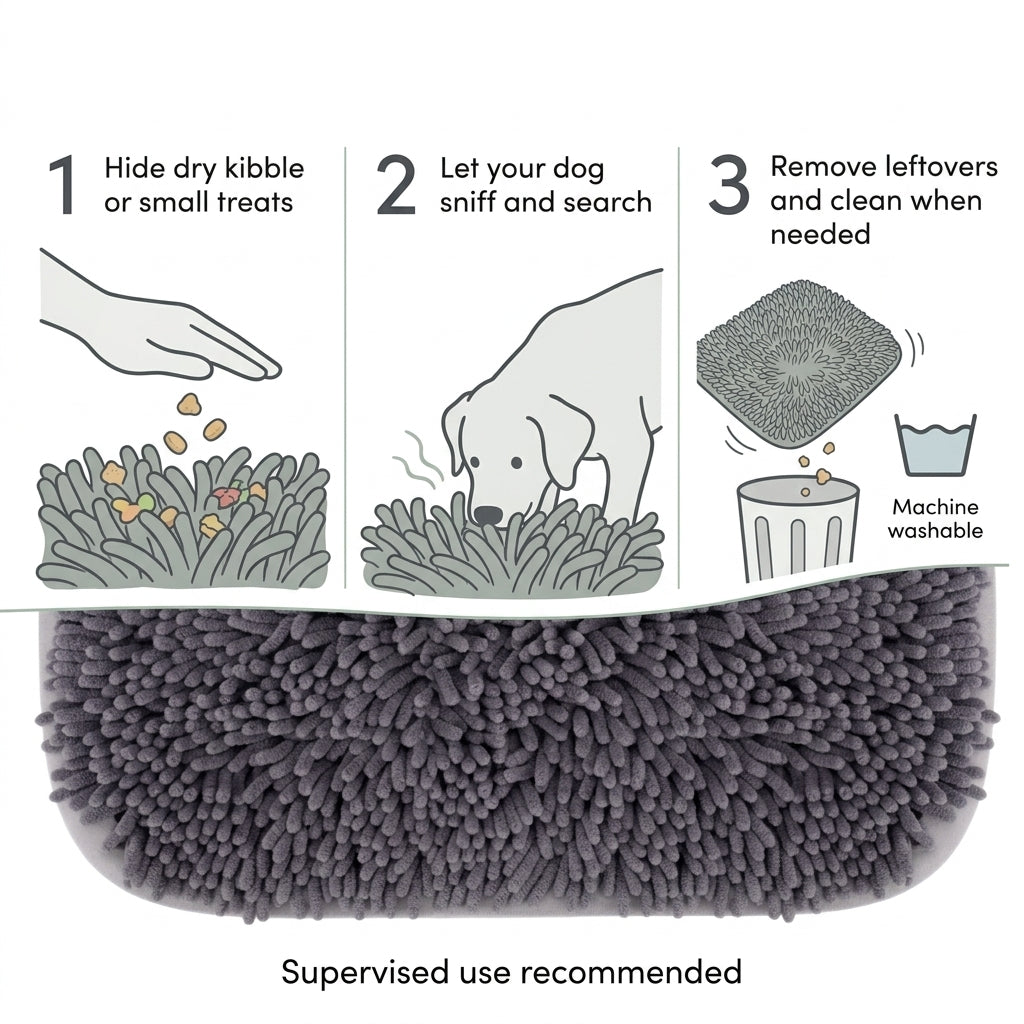 Interactive Dog Snuffle Mat – 17" × 21" Treat-Hiding Puzzle Feeding Mat (Grey) | Paws Palace