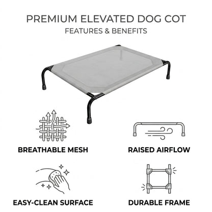 Elevated Cooling Dog Bed – 47.75" Large Outdoor & Indoor Dog Cot (Grey) | Paws Palace