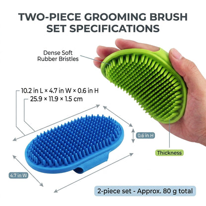 Pet Bathing & Grooming Brush Set – Soft Rubber Massage Brushes for Dogs & Cats, 2-Pack | Paws Palace