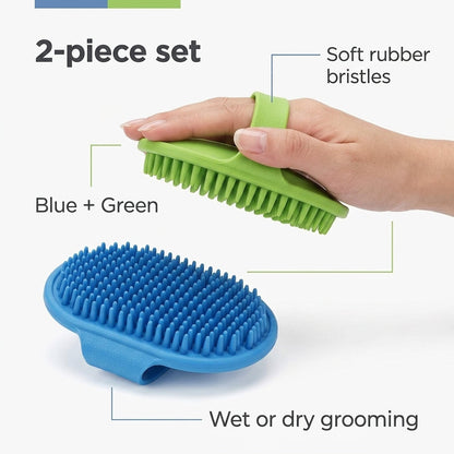 Pet Bathing & Grooming Brush Set – Soft Rubber Massage Brushes for Dogs & Cats, 2-Pack | Paws Palace