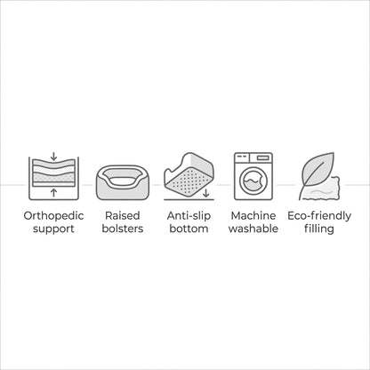 Orthopedic Rectangle Dog Bed – 30" Medium Washable Pet Bed with Raised Bolsters (Grey) | Paws Palace