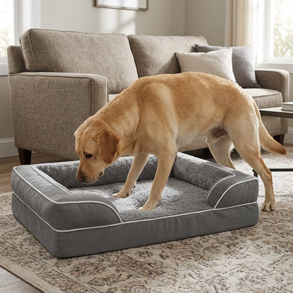 Orthopedic Extra Large Dog Bed – 44" Waterproof Washable XL Pet Bed with Egg-Crate Foam (Grey) | Paws Palace