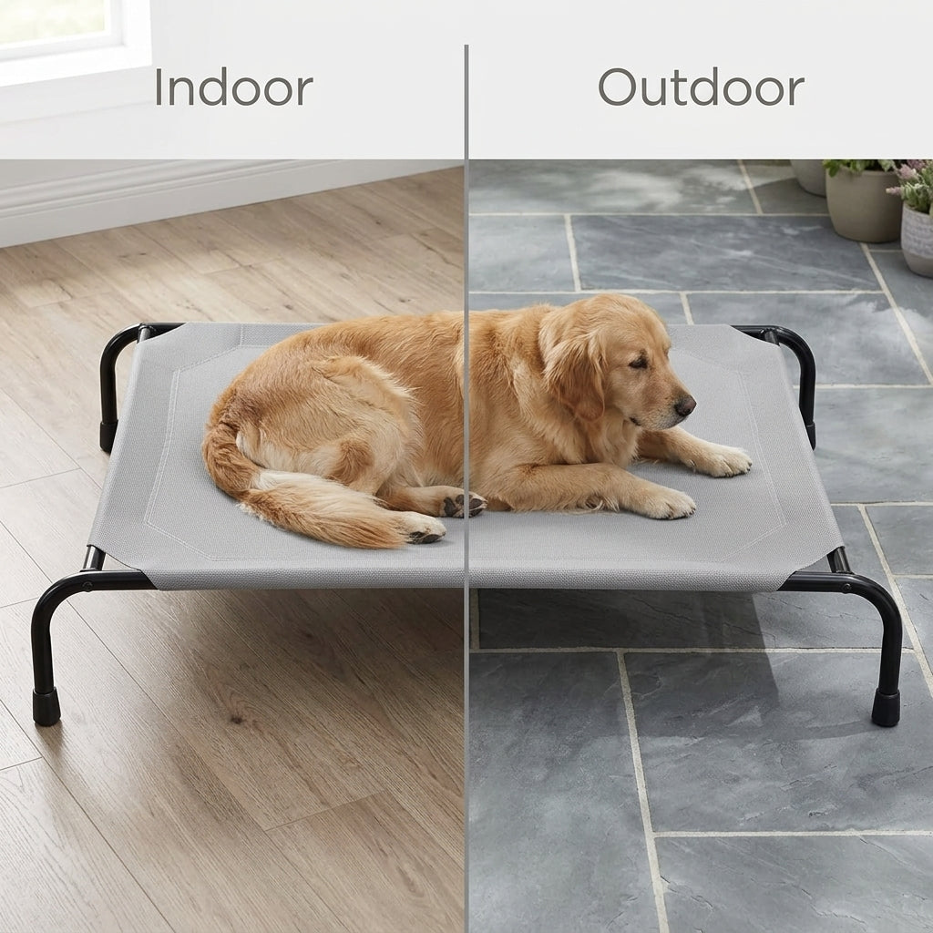 Elevated Cooling Dog Bed – 47.75" Large Outdoor & Indoor Dog Cot (Grey) | Paws Palace
