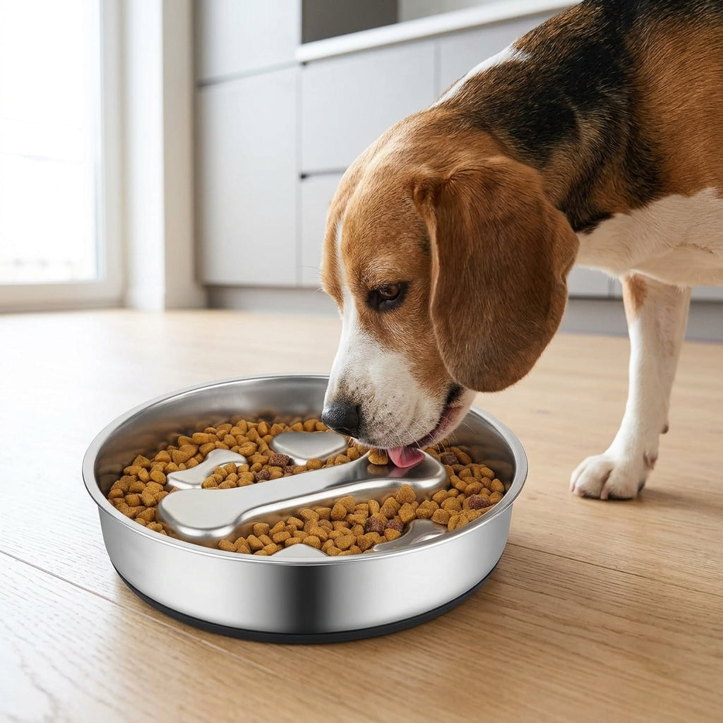 Stainless Steel Slow Feeder Bowl – 2-Cup Bone Maze Bowl for Dogs & Cats | Paws Palace