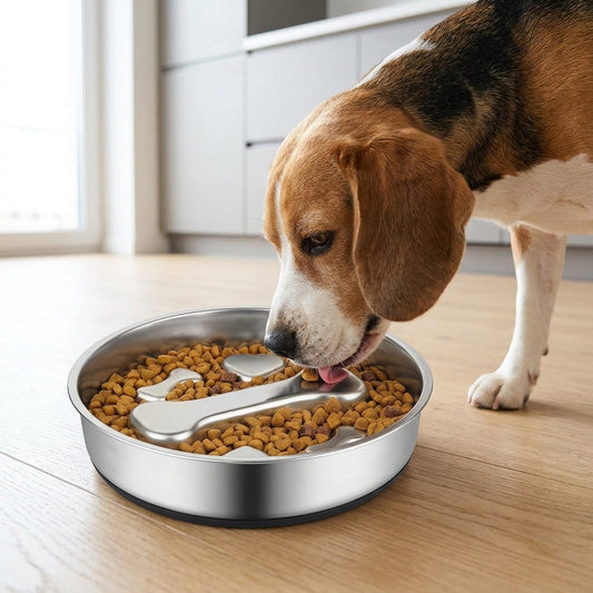 Stainless Steel Slow Feeder Bowl – 2-Cup Bone Maze Bowl for Dogs & Cats | Paws Palace