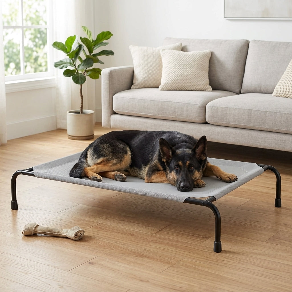 Elevated Cooling Dog Bed – 47.75" Large Outdoor & Indoor Dog Cot (Grey) | Paws Palace