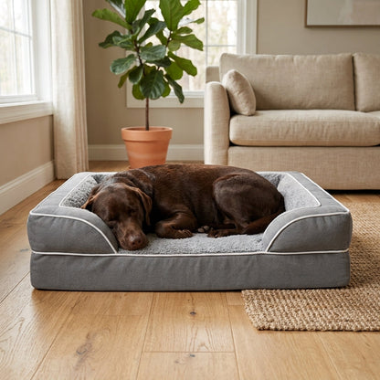 Orthopedic Extra Large Dog Bed – 44" Waterproof Washable XL Pet Bed with Egg-Crate Foam (Grey) | Paws Palace