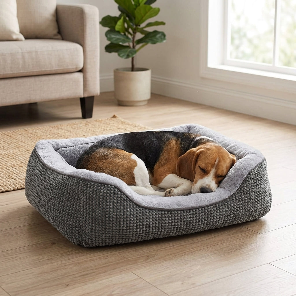 Orthopedic Rectangle Dog Bed – 30" Medium Washable Pet Bed with Raised Bolsters (Grey) | Paws Palace