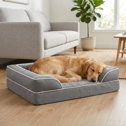 Orthopedic Extra Large Dog Bed – 44" Waterproof Washable XL Pet Bed with Egg-Crate Foam (Grey) | Paws Palace