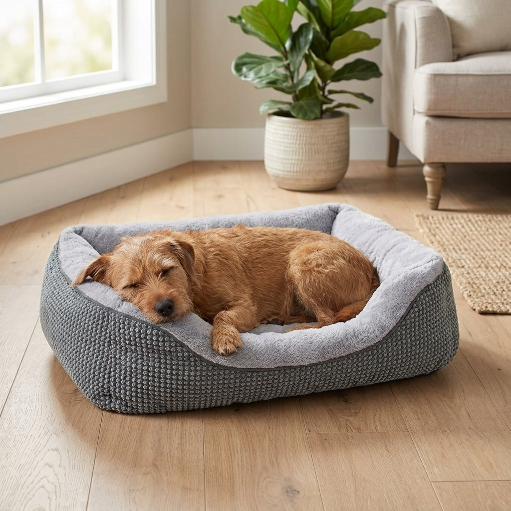 Orthopedic Rectangle Dog Bed – 30" Medium Washable Pet Bed with Raised Bolsters (Grey) | Paws Palace