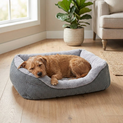 Orthopedic Rectangle Dog Bed – 30" Medium Washable Pet Bed with Raised Bolsters (Grey) | Paws Palace