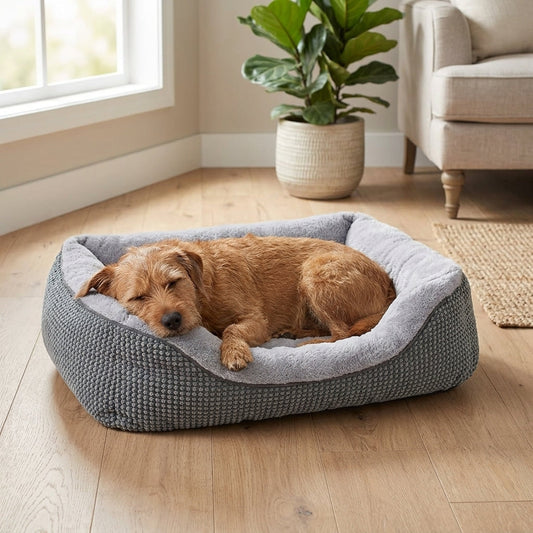 Orthopedic Rectangle Dog Bed – 30" Medium Washable Pet Bed with Raised Bolsters (Grey) | Paws Palace