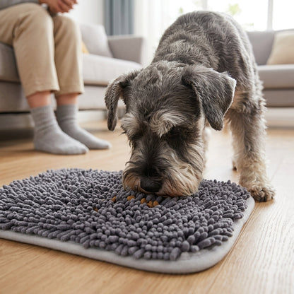 Interactive Dog Snuffle Mat – 17" × 21" Treat-Hiding Puzzle Feeding Mat (Grey) | Paws Palace