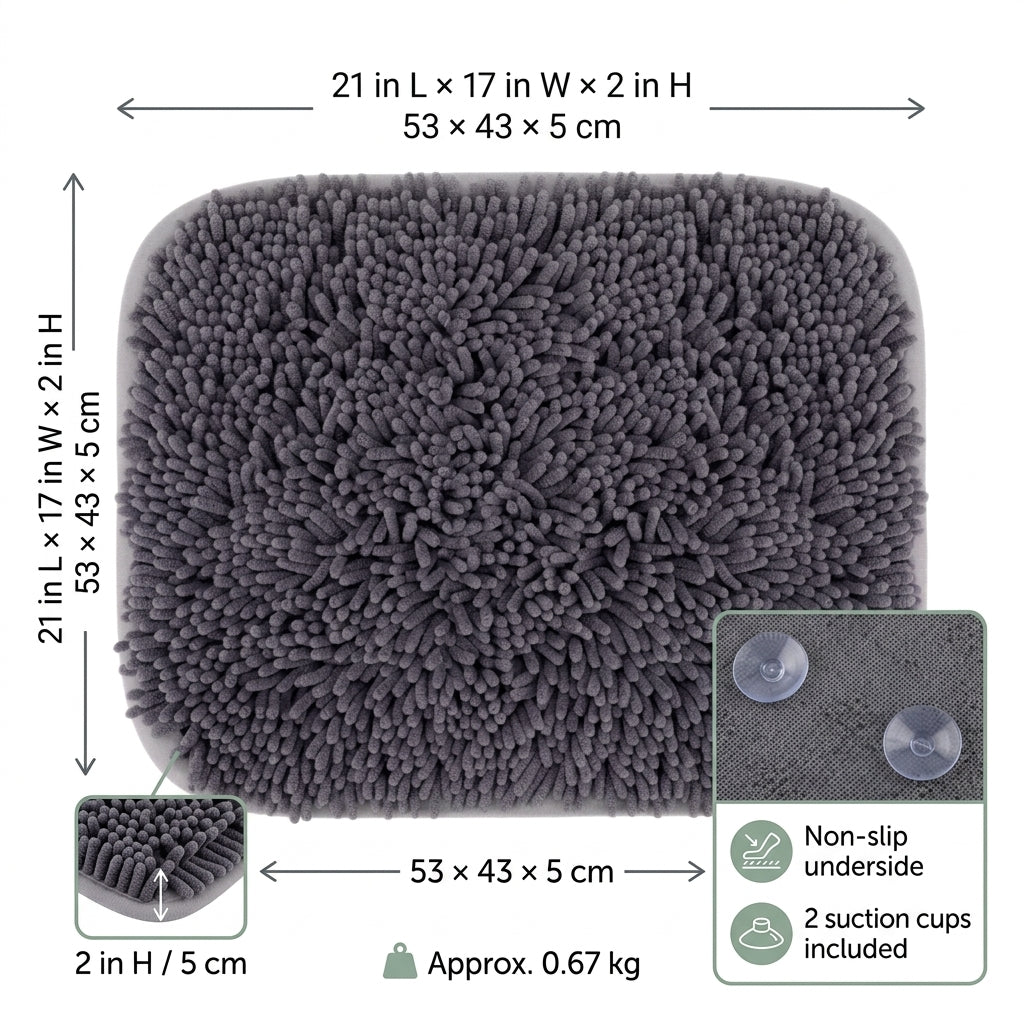 Interactive Dog Snuffle Mat – 17" × 21" Treat-Hiding Puzzle Feeding Mat (Grey) | Paws Palace
