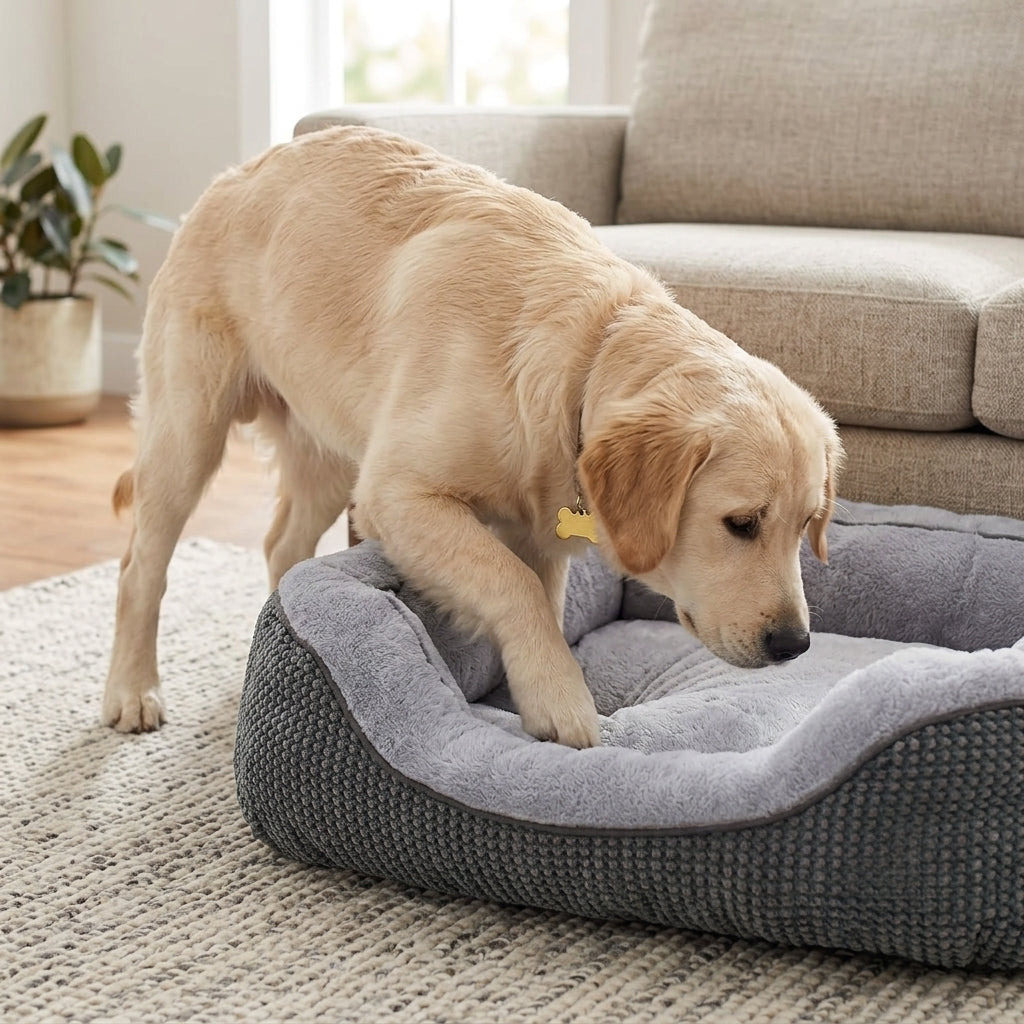 Orthopedic Rectangle Dog Bed – 30" Medium Washable Pet Bed with Raised Bolsters (Grey) | Paws Palace