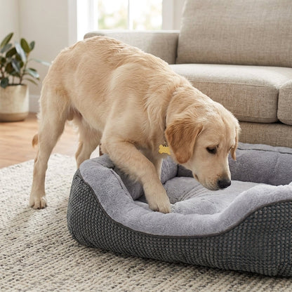 Orthopedic Rectangle Dog Bed – 30" Medium Washable Pet Bed with Raised Bolsters (Grey) | Paws Palace