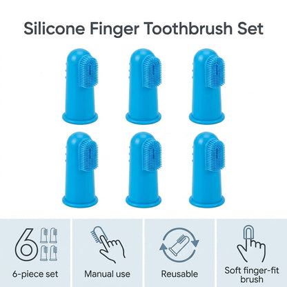 Pet Finger Toothbrush Set – 6 Ultra-Soft Manual Dental Brushes for Dogs & Cats | Paws Palace