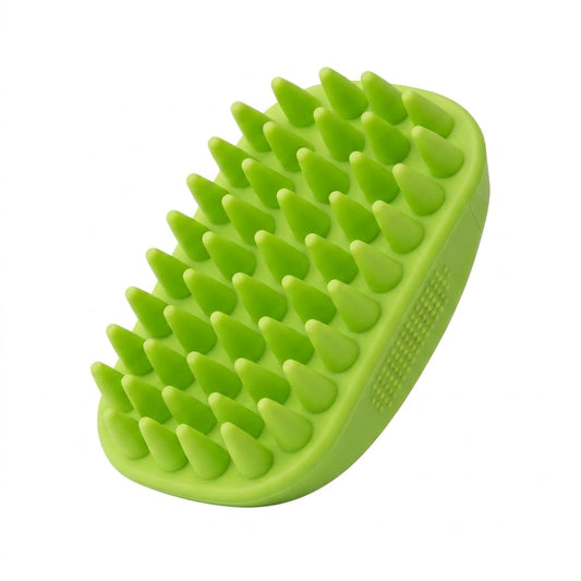 Silicone Pet Grooming Brush – Heavy-Duty Bath & Massage Brush for Dogs and Cats (Green) | Paws Palace