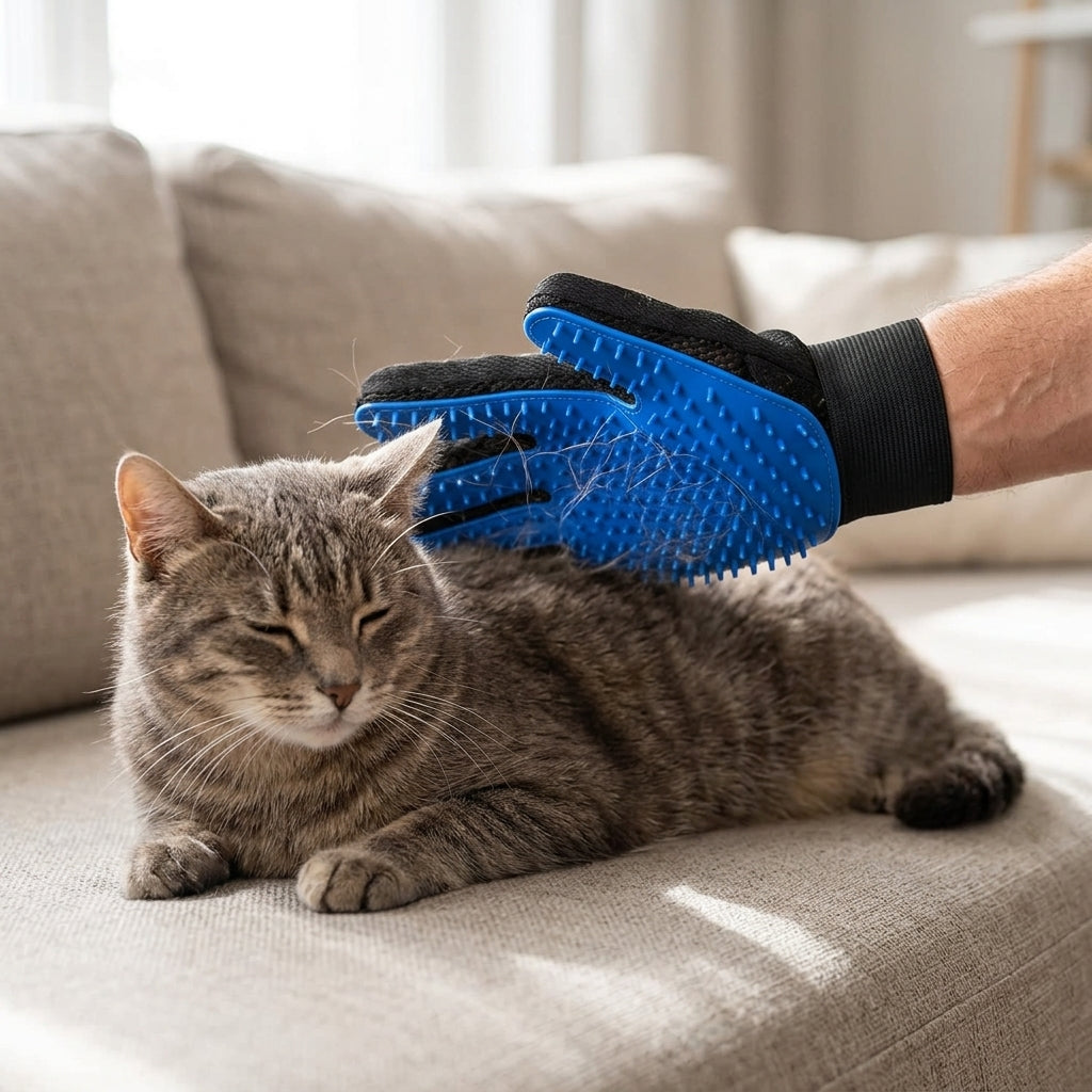 Pet Grooming Glove Set – Reusable Blue Hair Remover Gloves for Dogs & Cats, 1 Pair | Paws Palace