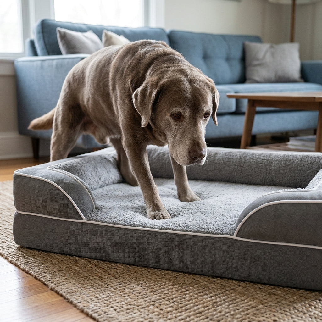 Orthopedic Extra Large Dog Bed – 44" Waterproof Washable XL Pet Bed with Egg-Crate Foam (Grey) | Paws Palace