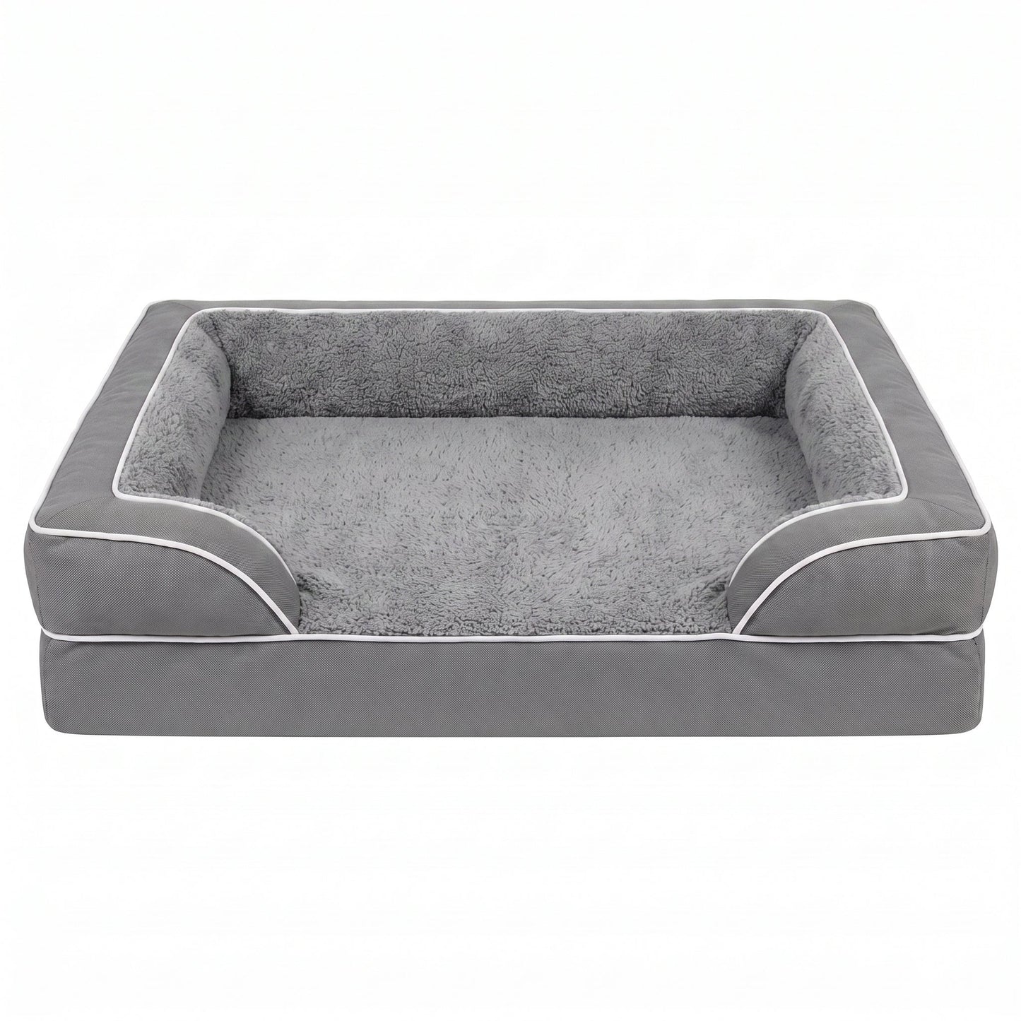 Orthopedic Extra Large Dog Bed – 44" Waterproof Washable XL Pet Bed with Egg-Crate Foam (Grey) | Paws Palace