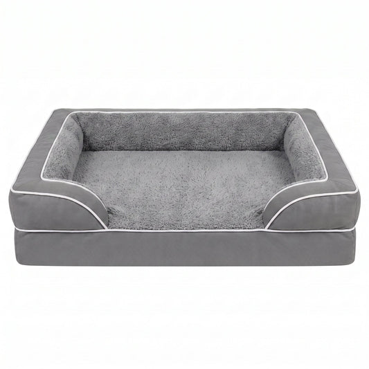 Orthopedic Extra Large Dog Bed – 44" Waterproof Washable XL Pet Bed with Egg-Crate Foam (Grey) | Paws Palace