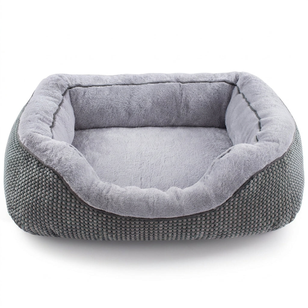 Orthopedic Rectangle Dog Bed – 30" Medium Washable Pet Bed with Raised Bolsters (Grey) | Paws Palace