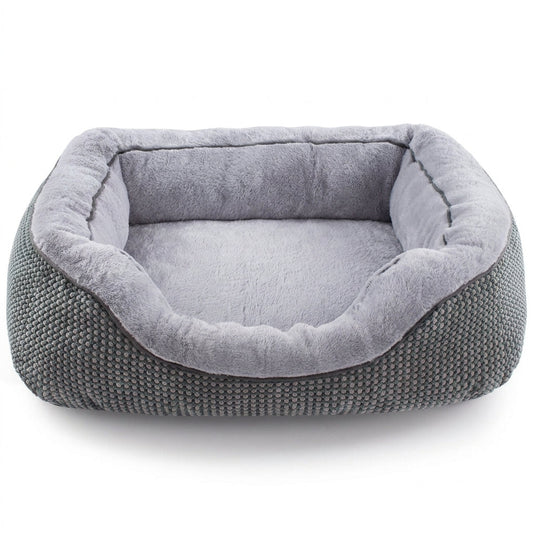 Orthopedic Rectangle Dog Bed – 30" Medium Washable Pet Bed with Raised Bolsters (Grey) | Paws Palace