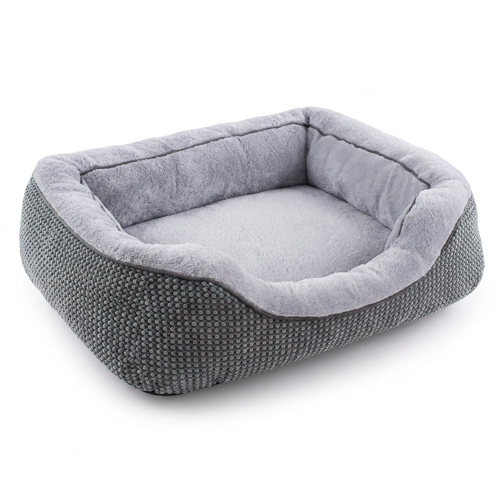 Orthopedic Rectangle Dog Bed – 30" Medium Washable Pet Bed with Raised Bolsters (Grey) | Paws Palace