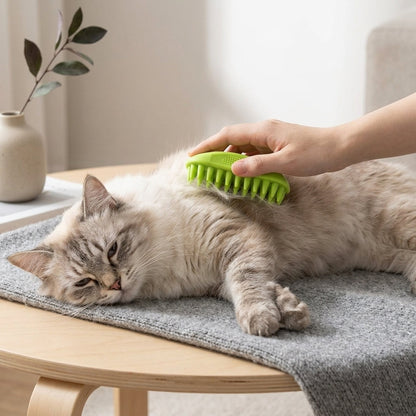 Silicone Pet Grooming Brush – Heavy-Duty Bath & Massage Brush for Dogs and Cats (Green) | Paws Palace