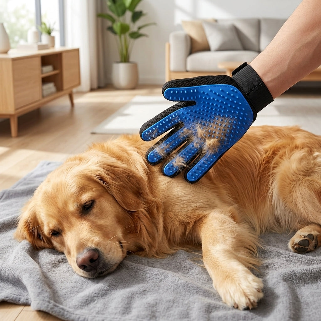 Pet Grooming Glove Set – Reusable Blue Hair Remover Gloves for Dogs & Cats, 1 Pair | Paws Palace