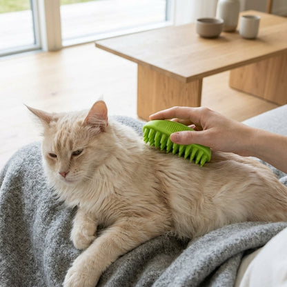 Silicone Pet Grooming Brush – Heavy-Duty Bath & Massage Brush for Dogs and Cats (Green) | Paws Palace