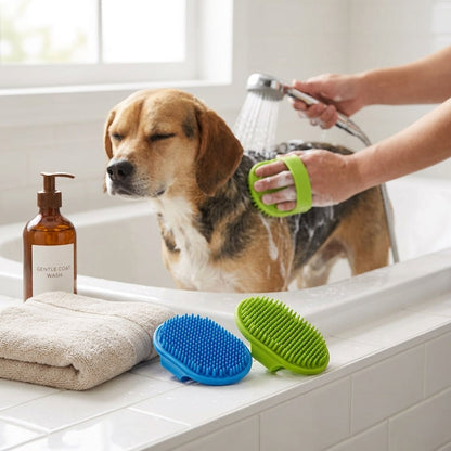 Pet Bathing & Grooming Brush Set – Soft Rubber Massage Brushes for Dogs & Cats, 2-Pack | Paws Palace