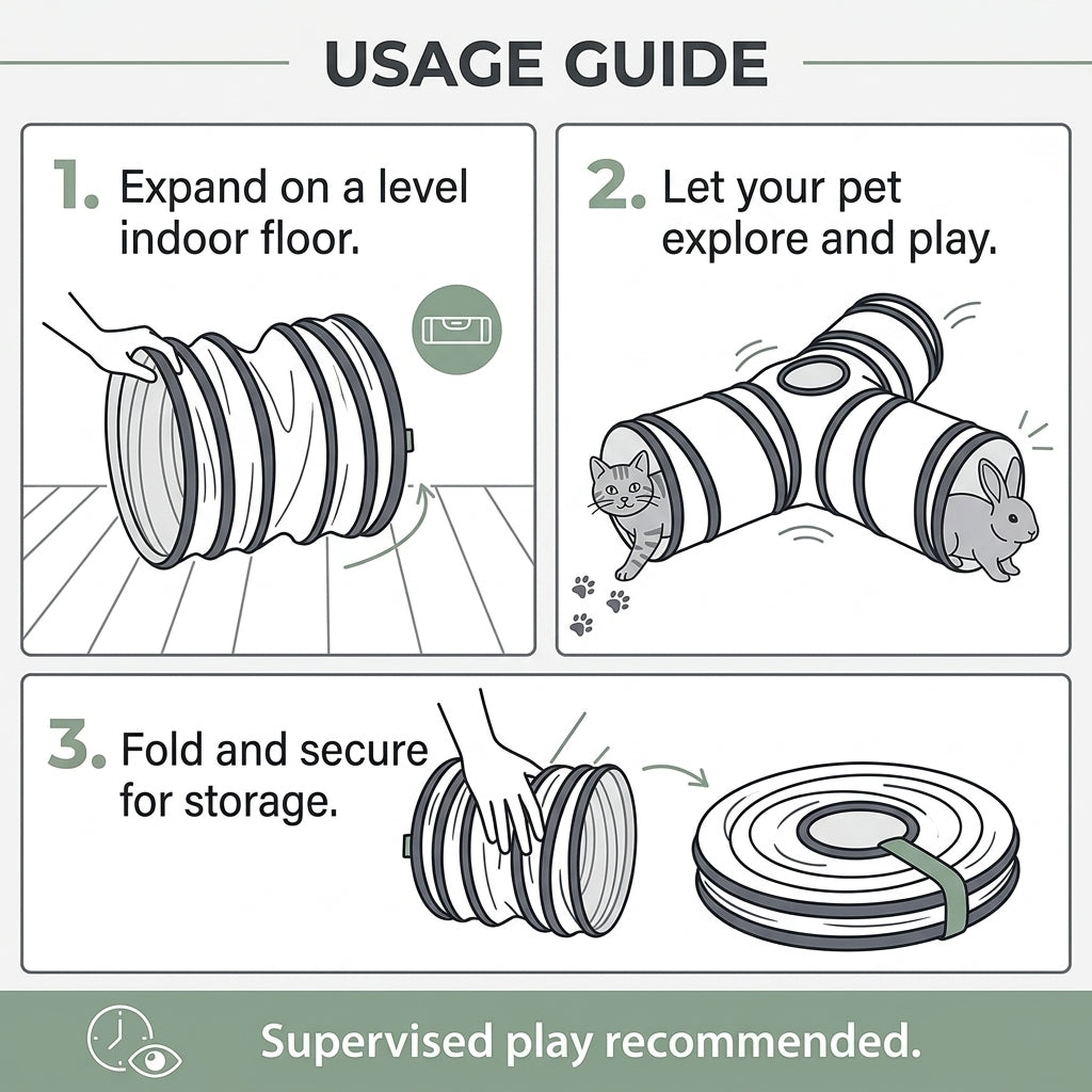Collapsible 3-Way Cat Tunnel – White & Grey Indoor Play Tunnel with Ball Toy | Paws Palace