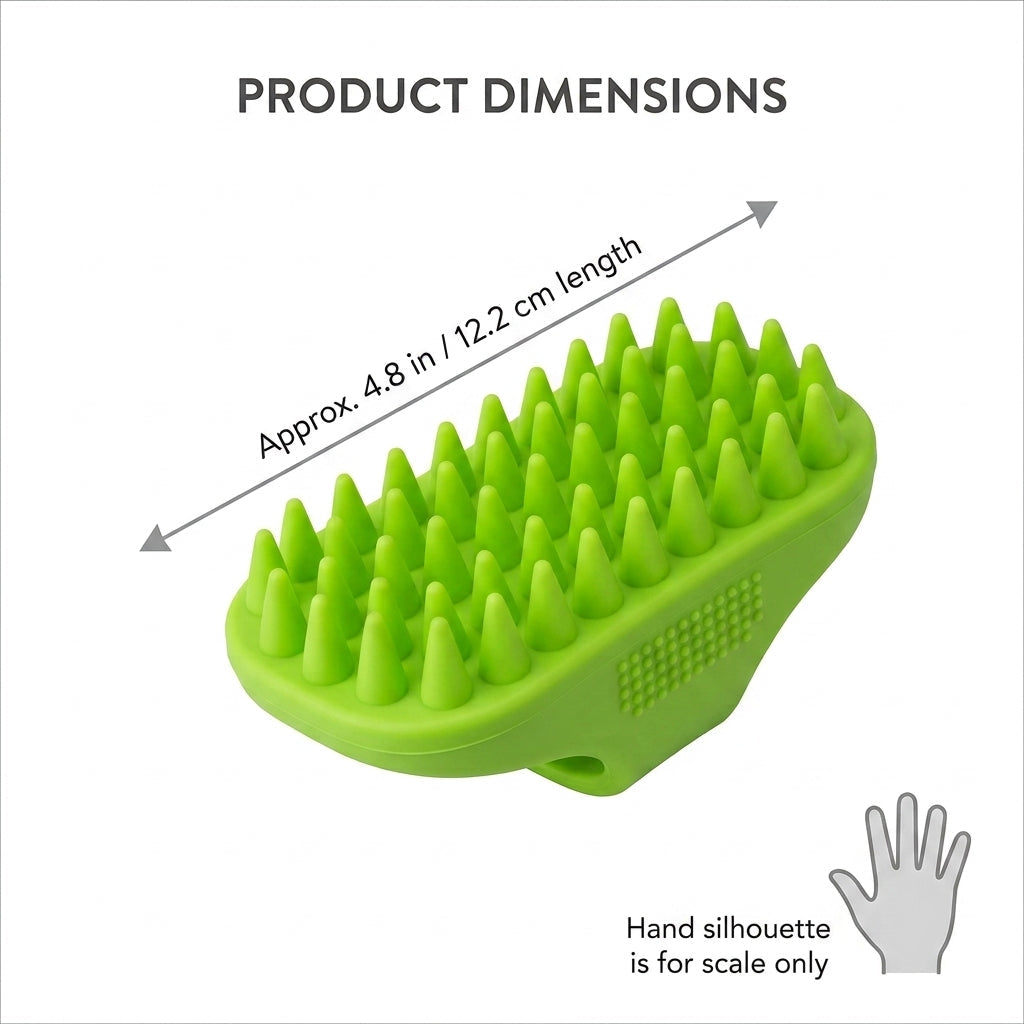 Silicone Pet Grooming Brush – Heavy-Duty Bath & Massage Brush for Dogs and Cats (Green) | Paws Palace