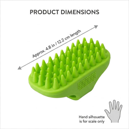 Silicone Pet Grooming Brush – Heavy-Duty Bath & Massage Brush for Dogs and Cats (Green) | Paws Palace