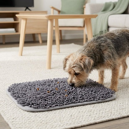 Interactive Dog Snuffle Mat – 17" × 21" Treat-Hiding Puzzle Feeding Mat (Grey) | Paws Palace