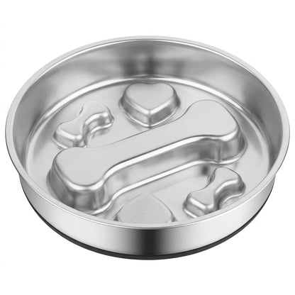 Stainless Steel Slow Feeder Bowl – 2-Cup Bone Maze Bowl for Dogs & Cats | Paws Palace