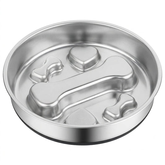 Stainless Steel Slow Feeder Bowl – 2-Cup Bone Maze Bowl for Dogs & Cats | Paws Palace