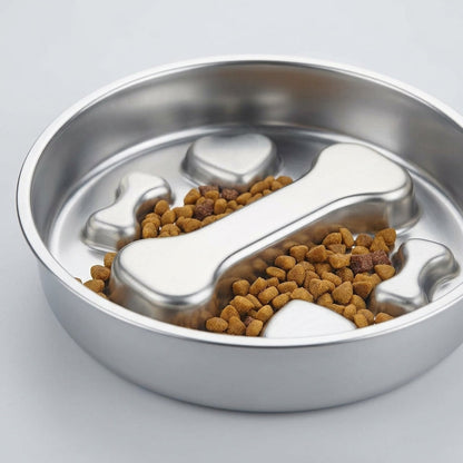 Stainless Steel Slow Feeder Bowl – 2-Cup Bone Maze Bowl for Dogs & Cats | Paws Palace
